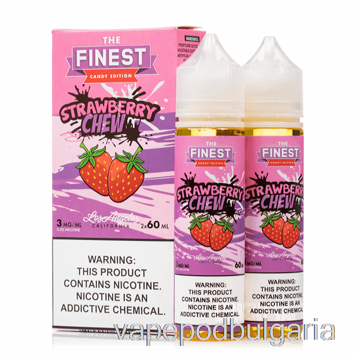 Vape 10000 Дръпки Strawberry Chew - The Finest Candy Edition - 120ml 0mg